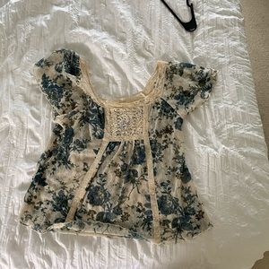 ralph lauren blouse with lace trim